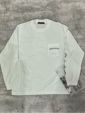 Chrome Hearts Cross Back Pocket Long Sleeve Shirt White Mens Medium